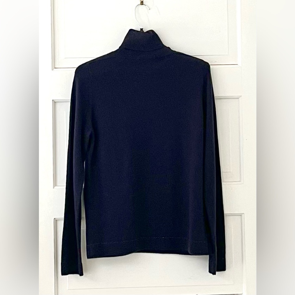 Lafayette 148 New York Navy Cashmere Turtleneck Sweater Large